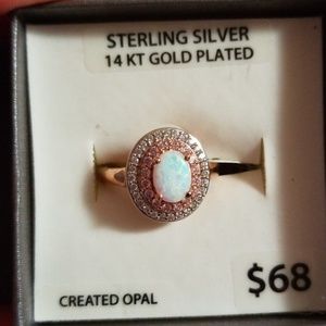 Sterling silver 14kt gold plated opal ring